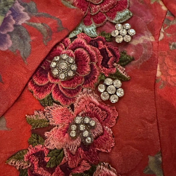 Johnny Was floral jacket with rhinestone embellishments and floral embroidery - Picture 4 of 9